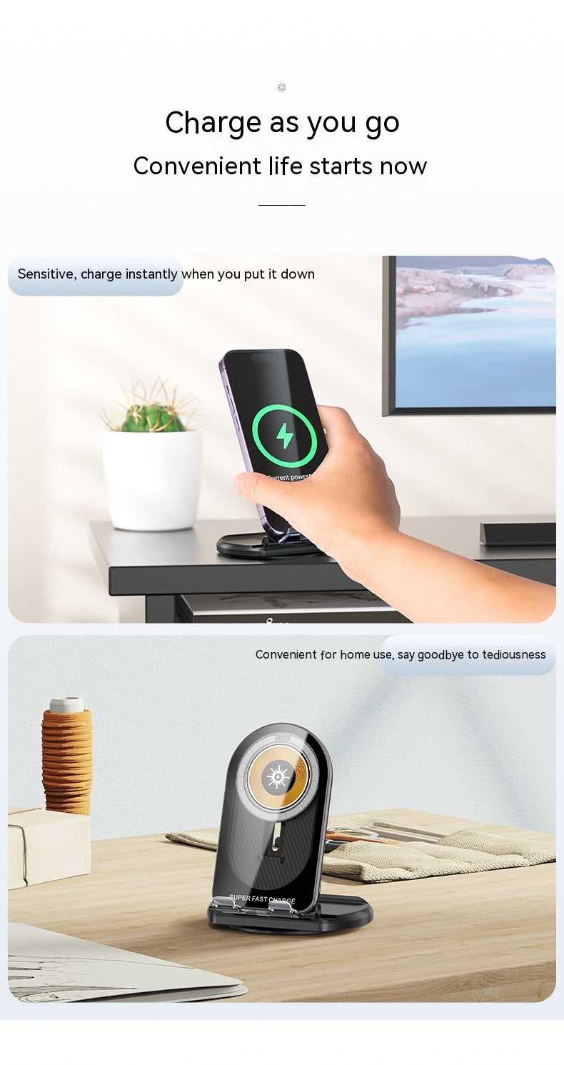 New Magsafe Magnetic Wireless Charger 2-in-1 15W Fast Charge Folding Bracket Holder My Store