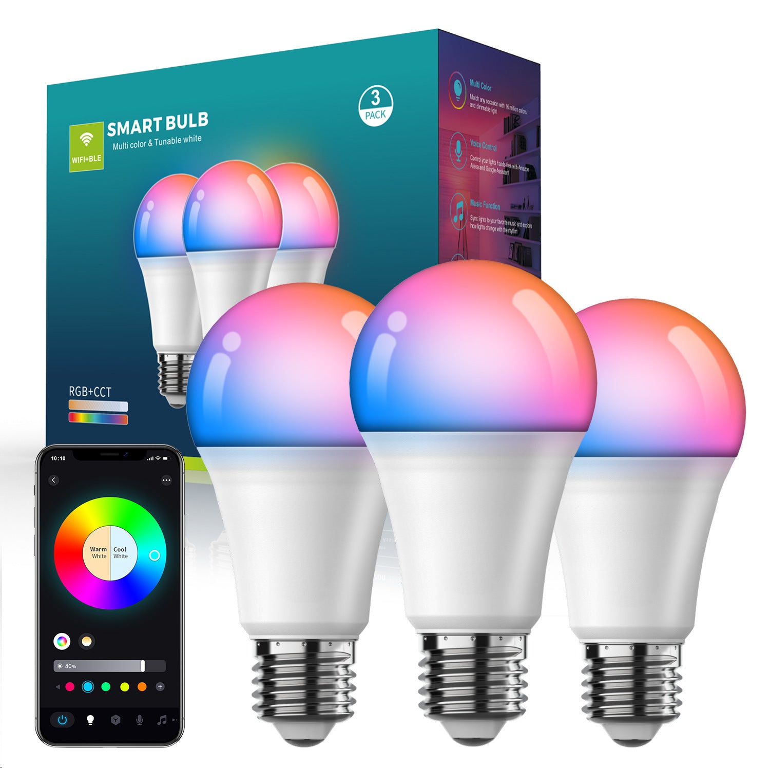 Smart Wifi Bluetooth Dimming And Color-changing Bulb My Store