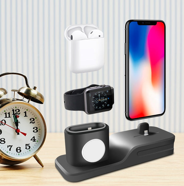 Compatible with Apple, 3-in-1 mobile phone charging base for  iwatch charging stand airpods charging stand My Store, stand works, devices, smart devices, charging station, charging dock, compatible phone, Apple watch,  Apple watch airpod, electragadgetstore