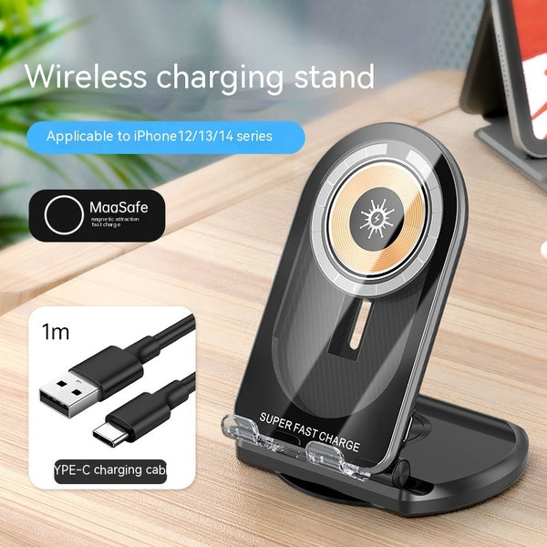 New Magsafe Magnetic Wireless Charger 2-in-1 15W Fast Charge Folding Bracket Holder My Store