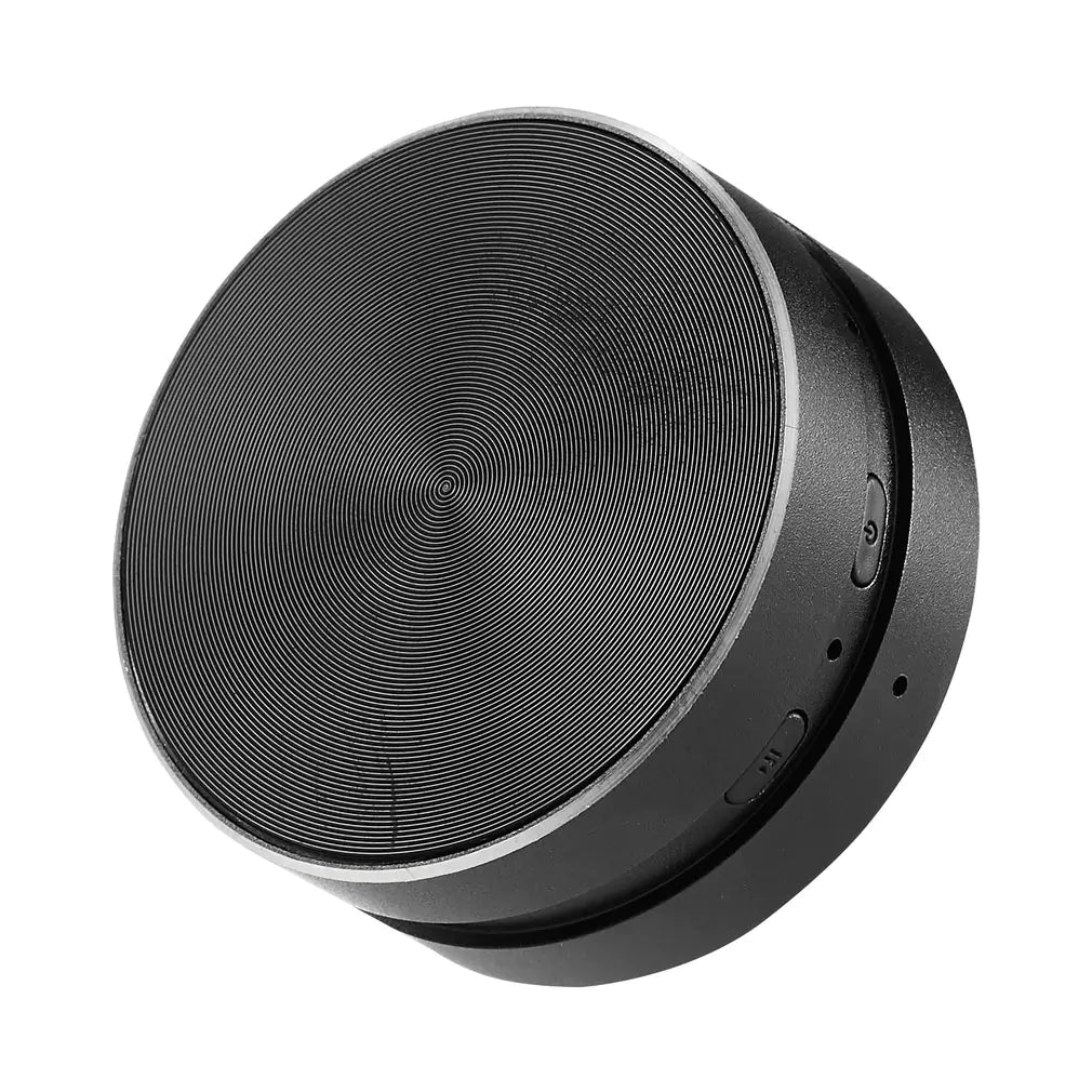 Black Bone Conduction Bluetooth Speaker. back view on white background