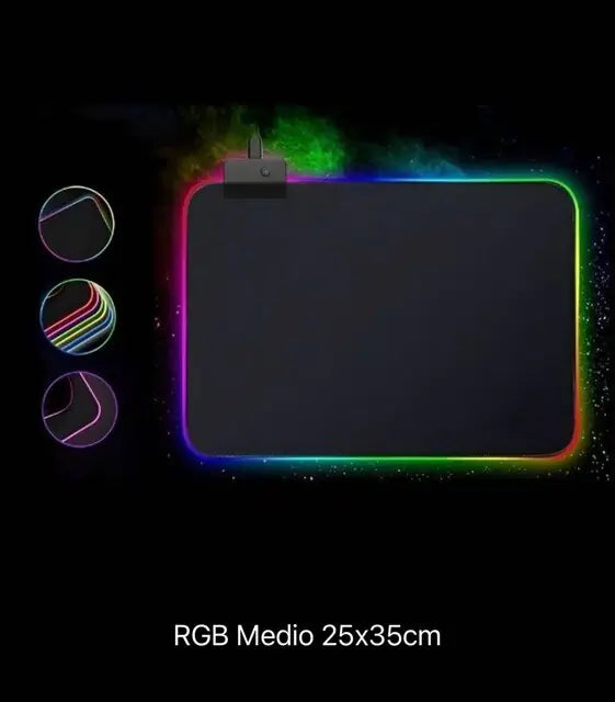 Gamer LED Mouse Pad Waterproof. with led lights. showing size.