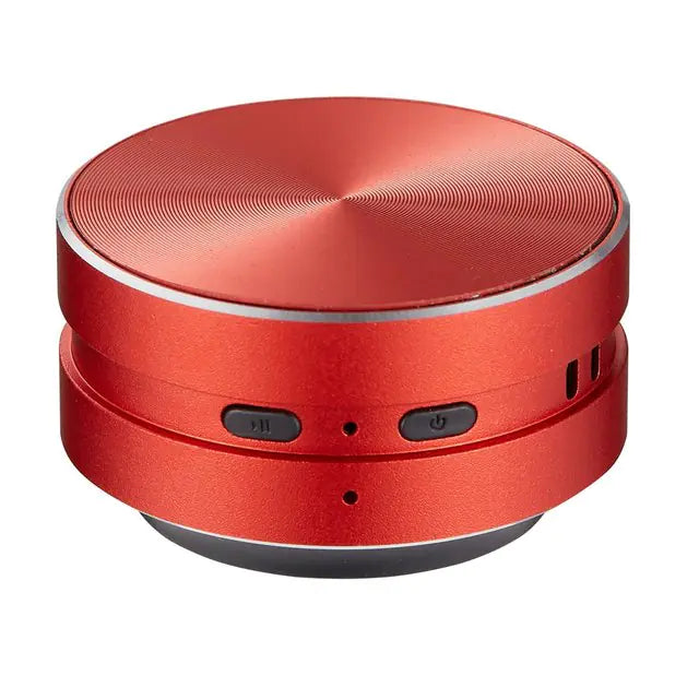 Red Bone Conduction Bluetooth Speaker. side view on white background