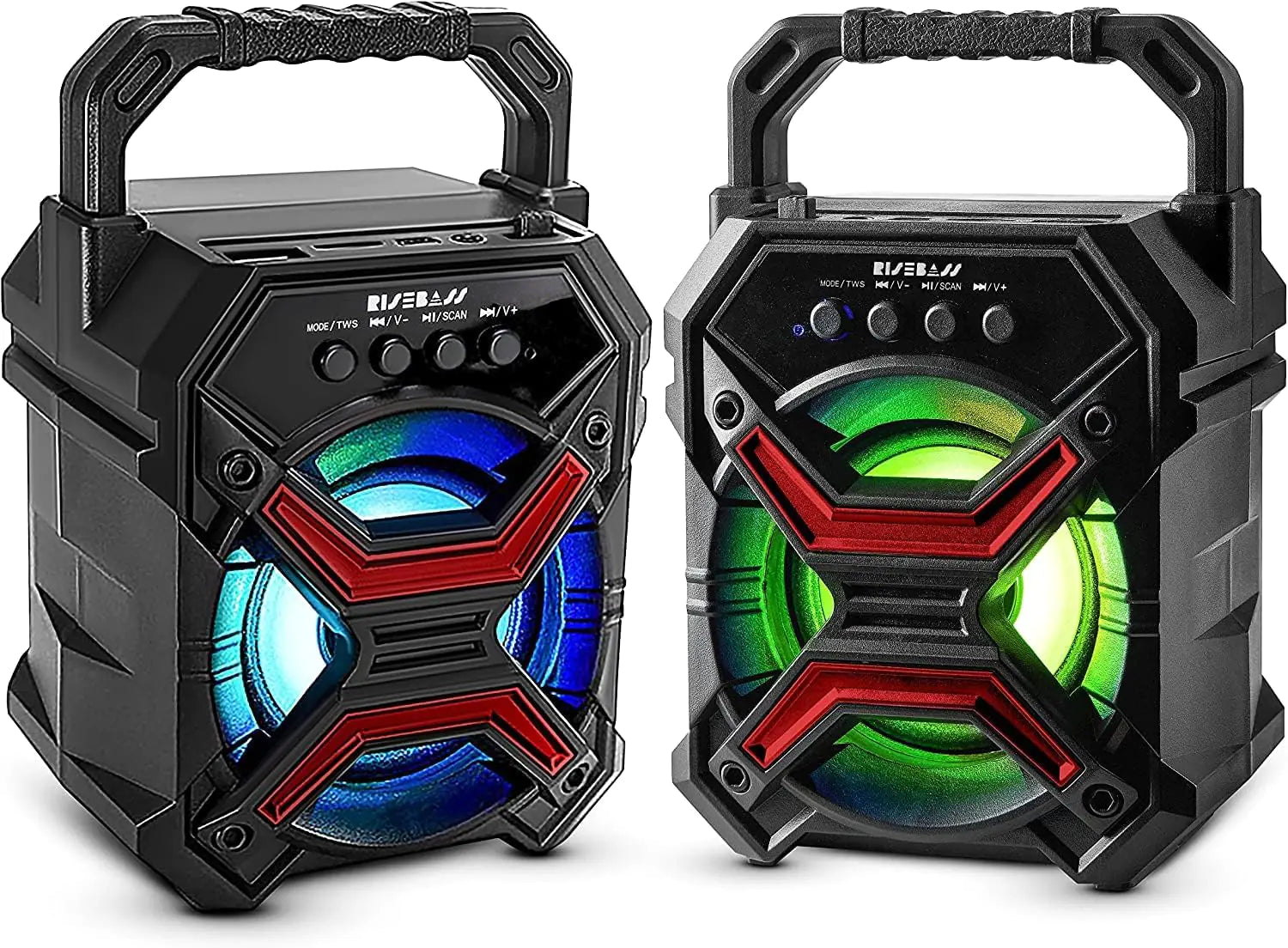 RiseBass Portable Wireless Bluetooth Speaker front view paired