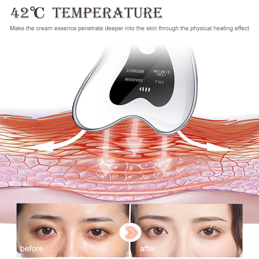 Skin Scraping Electric Face Massager. home massage spa & massage therapy. temperature massage and before & after results