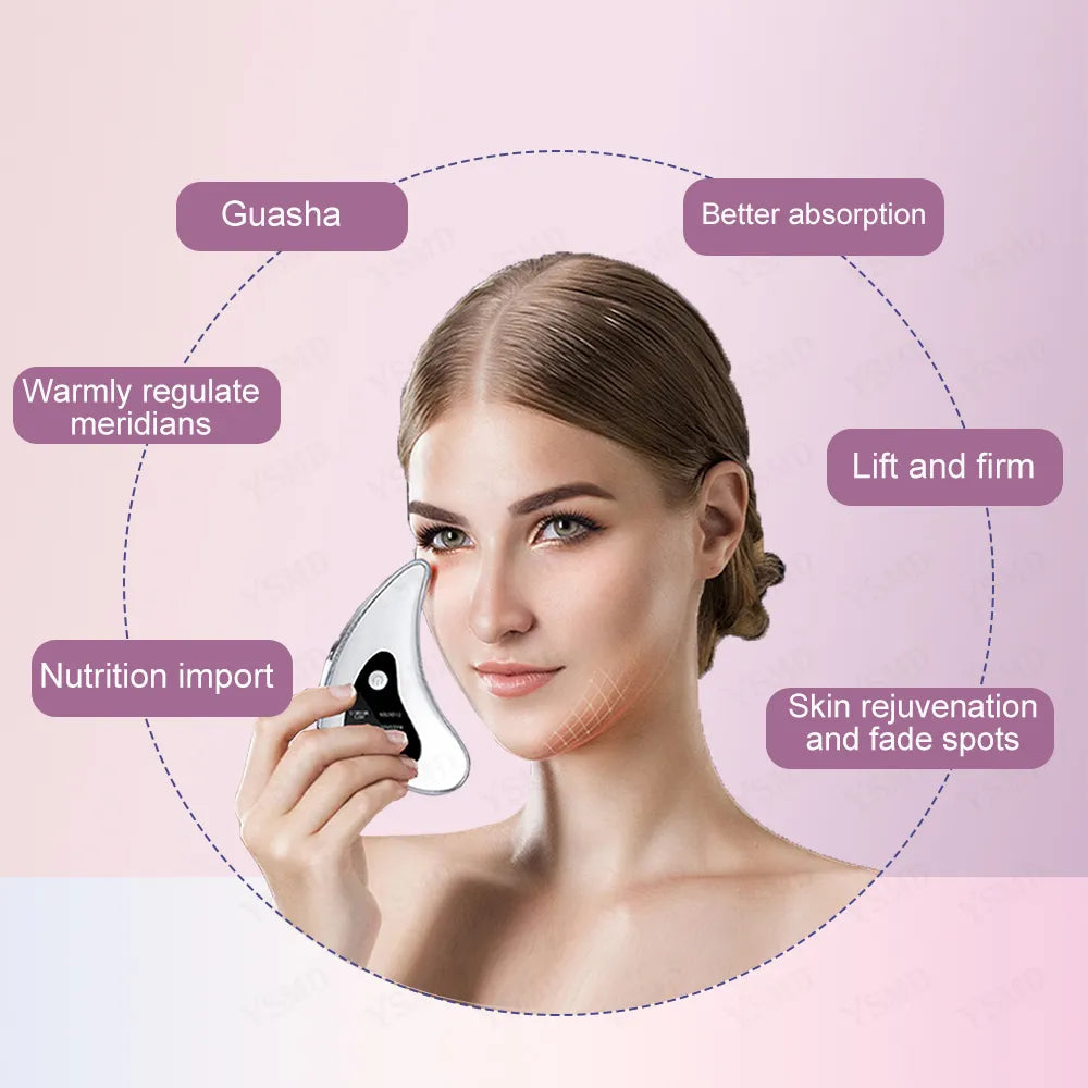 Skin Scraping Electric Face Massager. home massage spa & massage therapy. in use view with a woman smooth skin face