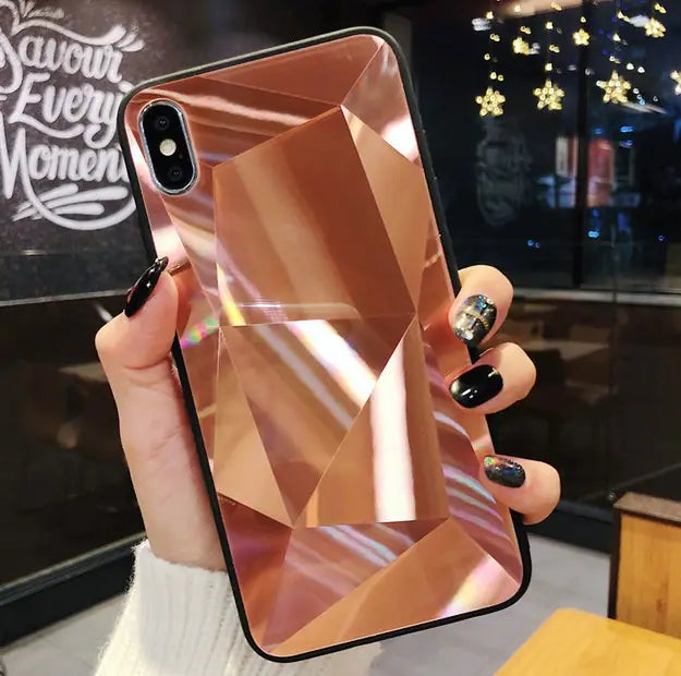Colorful 3D Diamond Mirror Phone Case for Couples Electra