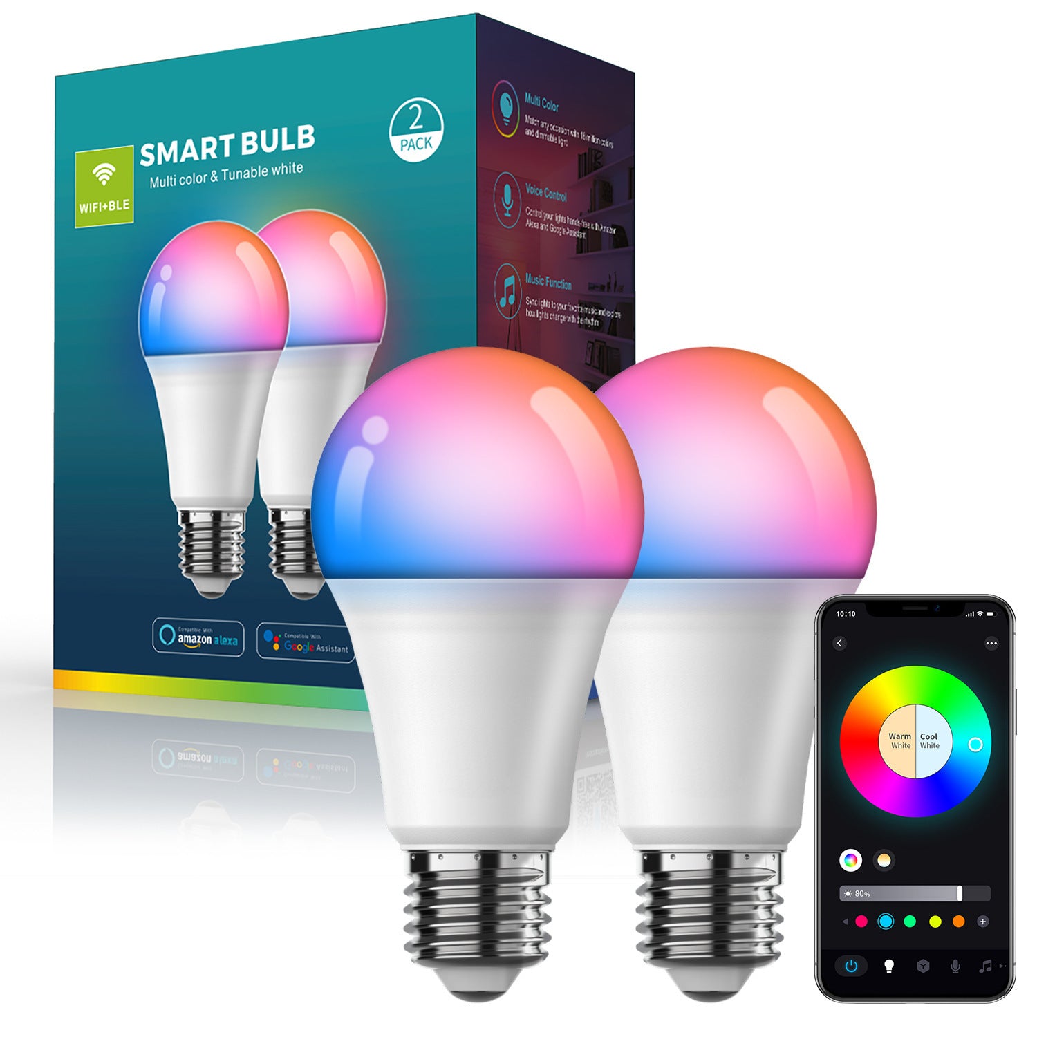 Smart Wifi Bluetooth Dimming And Color-changing Bulb My Store
