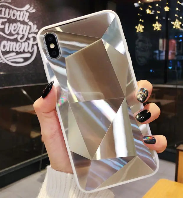 Colorful 3D Diamond Mirror Phone Case for Couples Electra