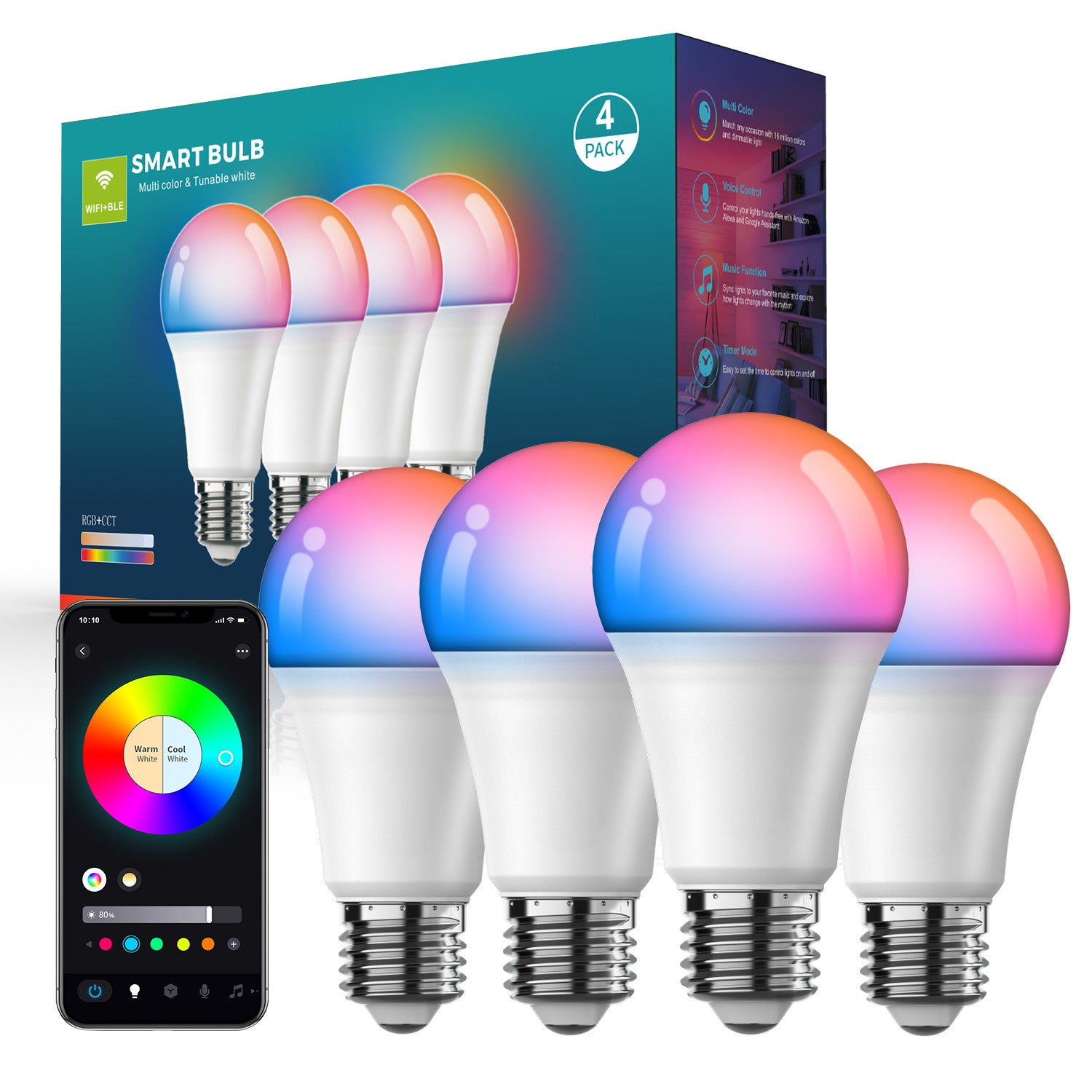 Smart Wifi Bluetooth Dimming And Color-changing Bulb My Store